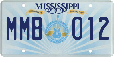 MS license plate MMB012