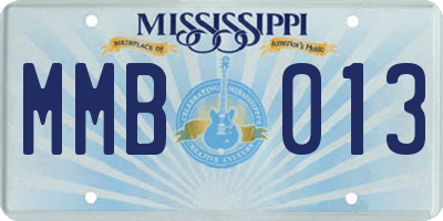 MS license plate MMB013