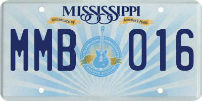 MS license plate MMB016