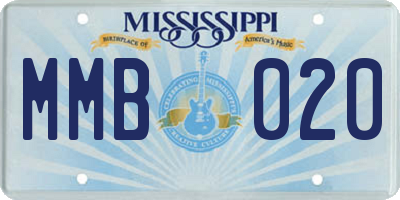 MS license plate MMB020