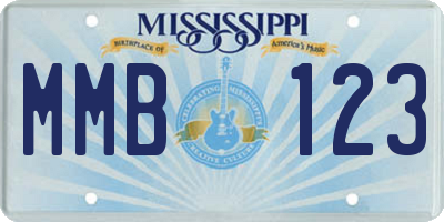 MS license plate MMB123