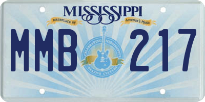 MS license plate MMB217