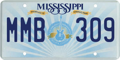 MS license plate MMB309