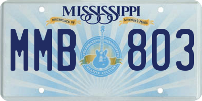 MS license plate MMB803