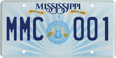 MS license plate MMC001