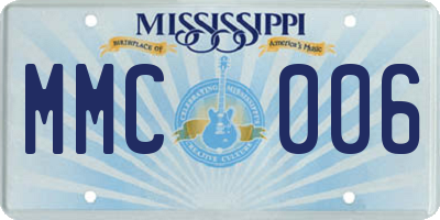 MS license plate MMC006