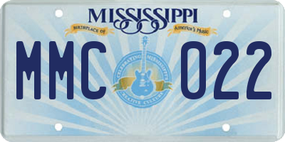 MS license plate MMC022