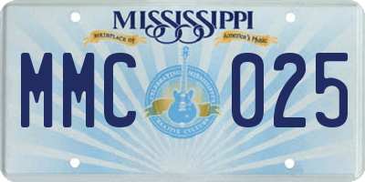 MS license plate MMC025