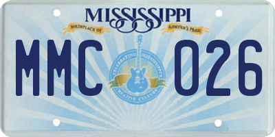 MS license plate MMC026