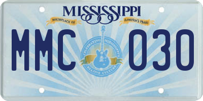 MS license plate MMC030