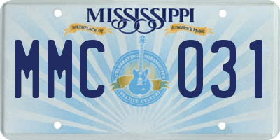 MS license plate MMC031