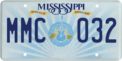 MS license plate MMC032