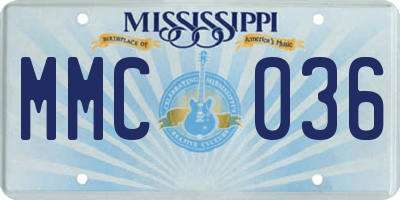 MS license plate MMC036
