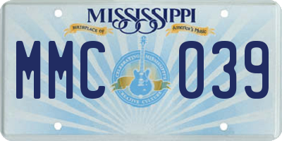 MS license plate MMC039