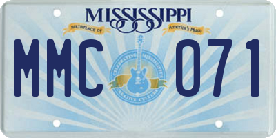 MS license plate MMC071