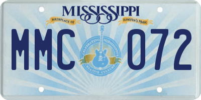 MS license plate MMC072
