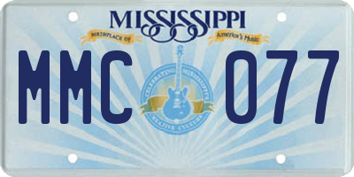MS license plate MMC077