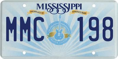 MS license plate MMC198