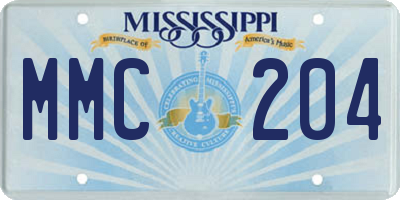 MS license plate MMC204