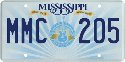 MS license plate MMC205