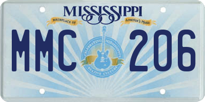MS license plate MMC206