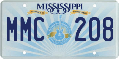 MS license plate MMC208