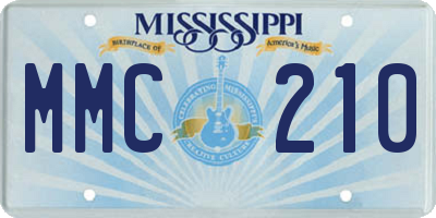MS license plate MMC210