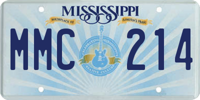 MS license plate MMC214