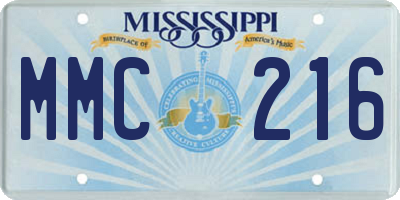 MS license plate MMC216