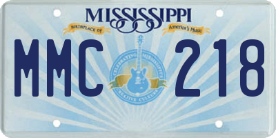 MS license plate MMC218