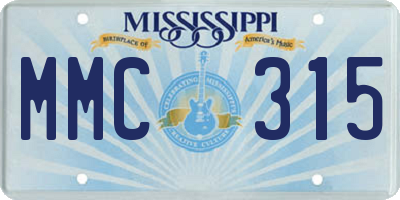 MS license plate MMC315