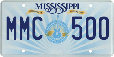 MS license plate MMC500