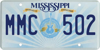 MS license plate MMC502