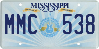 MS license plate MMC538