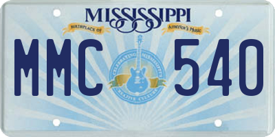 MS license plate MMC540
