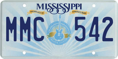 MS license plate MMC542