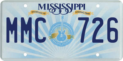 MS license plate MMC726