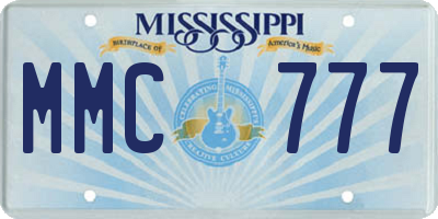 MS license plate MMC777