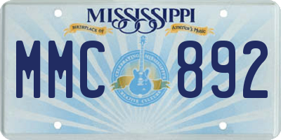 MS license plate MMC892