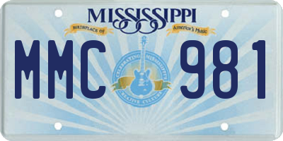 MS license plate MMC981