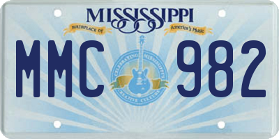 MS license plate MMC982