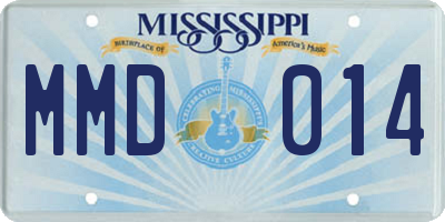 MS license plate MMD014