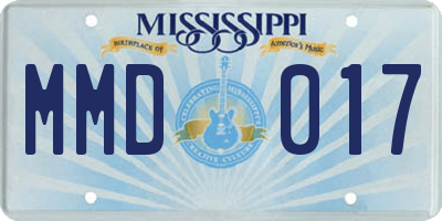 MS license plate MMD017