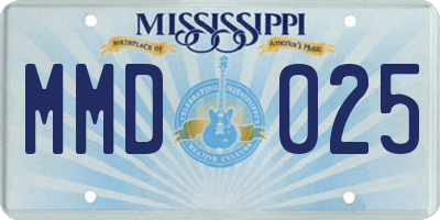 MS license plate MMD025