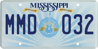 MS license plate MMD032