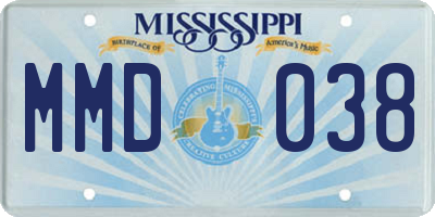 MS license plate MMD038