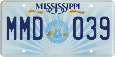MS license plate MMD039