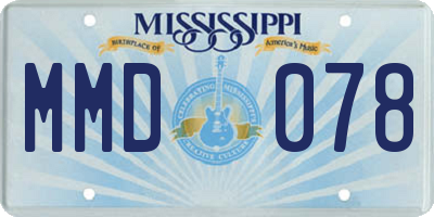 MS license plate MMD078