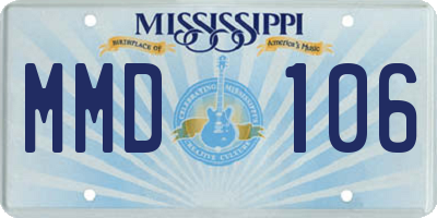 MS license plate MMD106