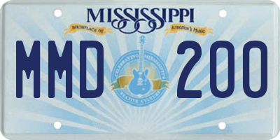 MS license plate MMD200
